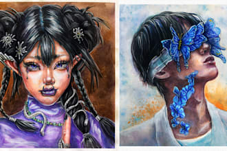 draw an unusual fantasy portrait for you