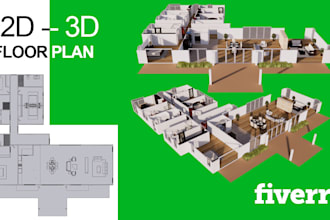 convert 2d floor plan to 3d render