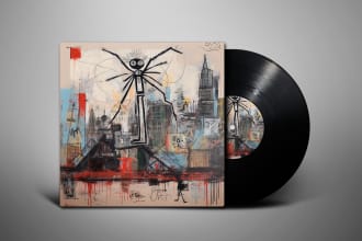 do a unique pop rock, punk, metal album cover art
