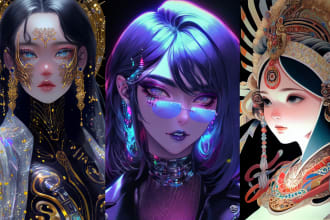 create character designs from ai generated, digital art