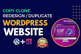 redesign,duplicate,copy clone wordpress website by elementor