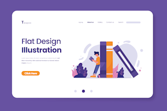 create a illustration web with flat style