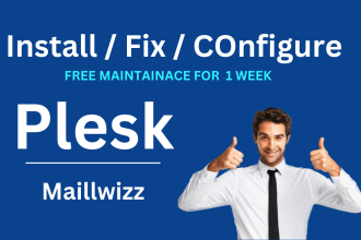 install, fix, or configure plesk and  mailwizz