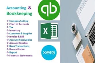 do bookkeeping using quickbooks online, xero, excel, wave