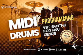 create amazing and realistic drum midi track for your song