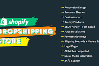 build a shopify website or shopify dropshipping store