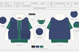 design professional clothing and fashion tech pack