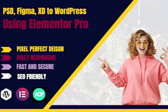 covert figma, xd, PSD to wordpress using elementor pro