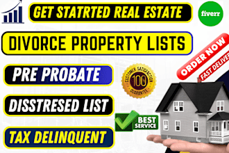 do divorce leads pre probate list tax delinquent list USA