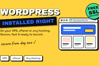 install wordpress on vps, cpanel or hosting with SSL and security setup
