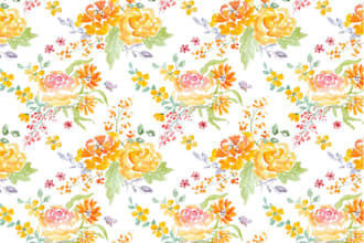 create a custom floral repeat pattern in pen or watercolor