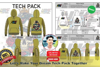 design fashion clothing tech pack color cad garment technical flat sketch