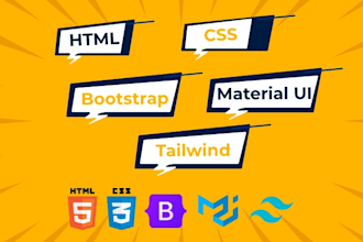 create your web app using HTML CSS and bootstrap, tailwind and material UI