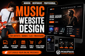 create a professional music website for musicians artists djs and bands