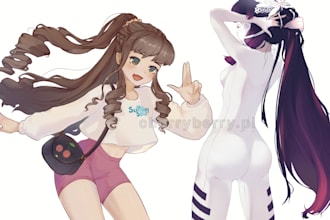 draw anime style illustrations for you, fanart, oc and more