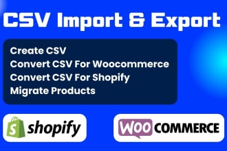 upload products import CSV on shopify and woocommerce