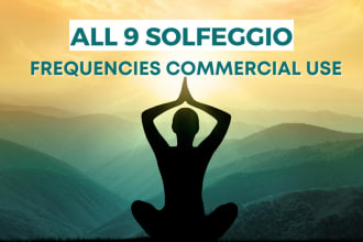 create 9 solfeggio frequencies with meditation music for commercial use