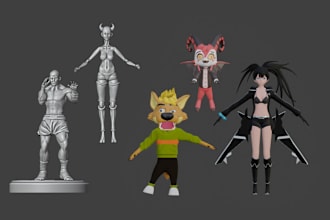 sculpt 3d model character design for 3d printing and games