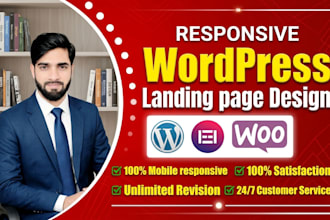 design responsive wordpress, elementor and shop landing page