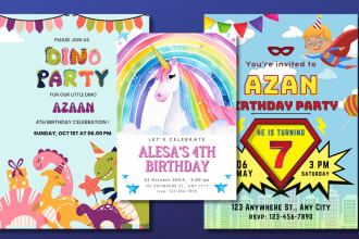 design creative kids birthday, any event flyer in 4 hrs