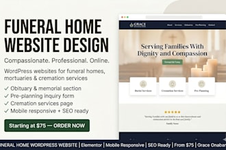 design a professional website for funeral home mortuary and cremation services