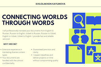 professionally translate to and from english, uzbek, russian