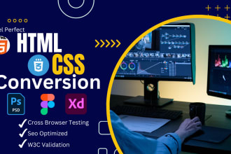 convert PSD, xd, or figma to responsive HTML, CSS with bootstrap or tailwind