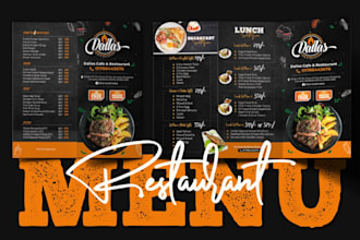 do an amazing menu design, food menu, restaurant menu design