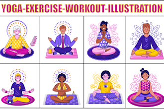 draw custom yoga poses exercise and workout illustration