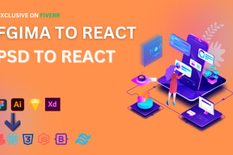 convert PSD to react figma to react responsive web app