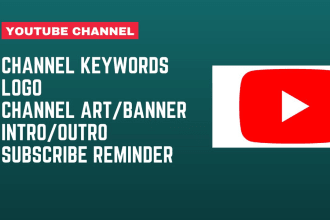 create, setup youtube channel with logo, art, SEO, intro and outro