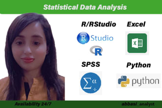 do data analysis on r, rstudio, spss, excel and python