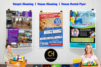 design carpet cleaning, house cleaning and house rental flyer