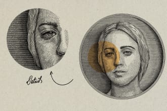 make vintage style engraving ink illustrations