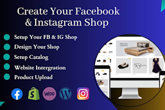 create and fix facebook and instagram shop and integrate with website