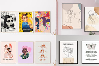 make unique canvas and poster women motivational wall art with mockups for etsy