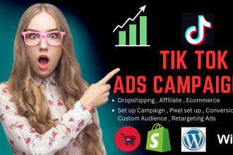 be tik tok ads manager and set up shopify dropshipping advertising campaign