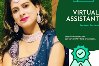 virtual assistant for admin support , data entry and excel