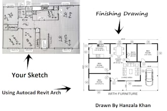draw 2d floor plan, elevations, sections in auto cad 2d plan