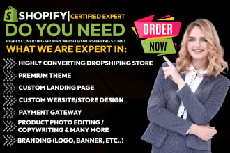 design, redesign shopify website or a shopify dropshipping store