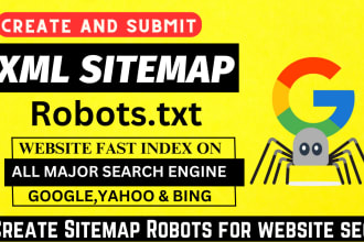 create and submit XML sitemap and robots txt file for website google index