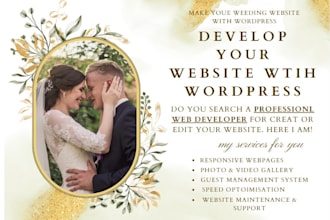 develop responsive wedding website with wordpress