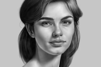 draw a digital portrait in charcoal