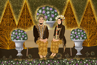 custom illustration for wedding