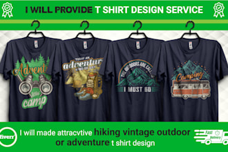 create adventure mountain outdoor or hiking t shirt design