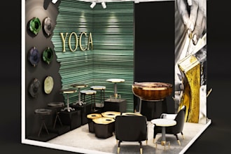create photorealistic 3d renders of stall exhibition