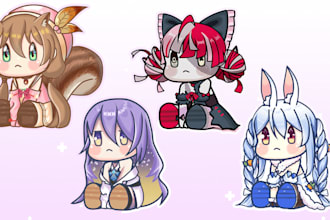 draw cute chibi anime art for you in 1 day