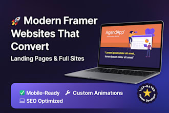 create modern framer website design, framer landing page, framer developer