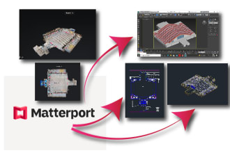 create 3d model or 2d drawings from matterport link