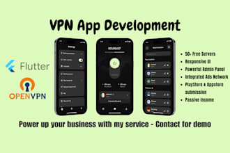 develop vpn app with admin panel, VPN app development